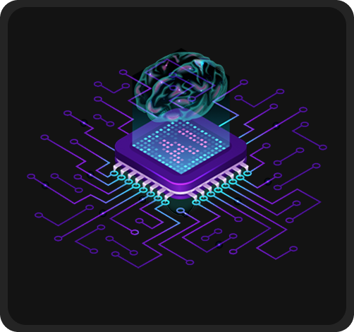 AI Development illustration showing interconnected AI components and neural networks